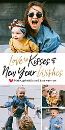 Same Day 4x8 Greeting Card, Matte, Blank Envelope with New Year Kisses design