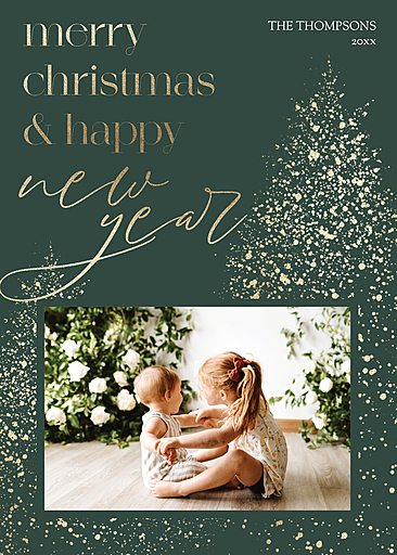 Custom Christmas & Holiday Cards, 5x7 Greeting Card, Matte, Blank Envelope, Modern Rustic Holiday Love Photo Collage