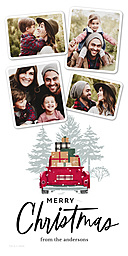 4x8 Greeting Card, Glossy, Blank Envelope with Rustic Snowy Red Truck design