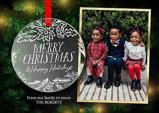 Custom Christmas & Holiday Cards, 5x7 Cardstock, Blank Envelope, Christmas Holly