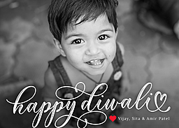 5x7 Greeting Card, Glossy, Blank Envelope with Happy Diwali Script design