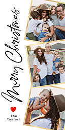 4x8 Greeting Card, Glossy, Blank Envelope with Modern Merry Photos design