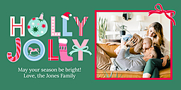4x8 Greeting Card, Glossy, Blank Envelope with Packed Party Holly Jolly Holiday Card design