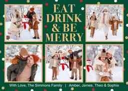 5x7 Greeting Card, Glossy, Blank Envelope with Eat, Drink & Be Merry design