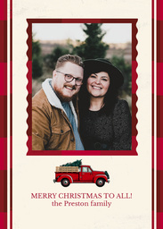 5x7 Cardstock, Blank Envelope with Rustic Red Truck Plaid design