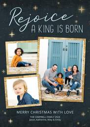 5x7 Cardstock, Blank Envelope with Rejoice A King Is Born design