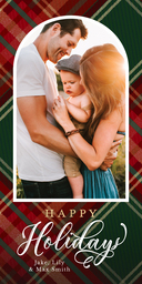 4x8 Greeting Card, Glossy, Blank Envelope with Modern Plaid Arch Holiday design