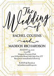 5x7 Greeting Card, Glossy, Blank Envelope with Gold Marble Wedding Invitation design