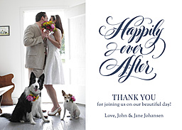 5x7 Greeting Card, Matte, Blank Envelope with Happily Ever After Wedding Thank You design