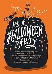 5x7 Greeting Card, Glossy, Blank Envelope with Spooky Spider Halloween Party Invitation design