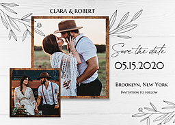 5x7 Elegant Cardstock (Set Of 20), Printed Envelope with Organic Foliage Save the Date design