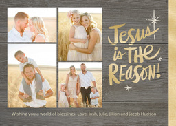 5x7 Greeting Card, Glossy, Blank Envelope with Rustic Jesus Is the Reason design