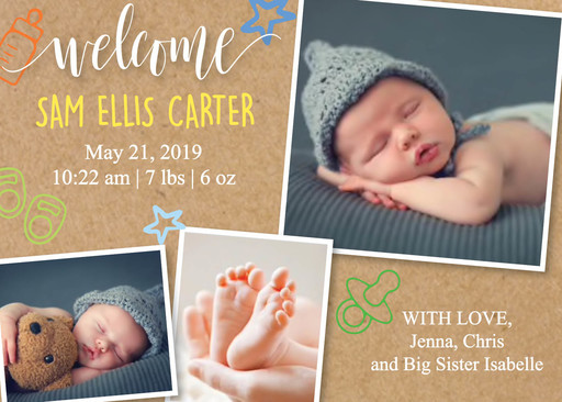 welcome baby boy announcement