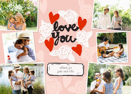 5x7 Cardstock, Blank Envelope with Love You Collage design