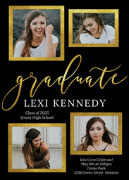 5x7 Greeting Card, Glossy, Blank Envelope with Golden Graduation Photos design