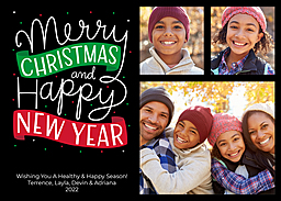 5x7 Greeting Card, Glossy, Blank Envelope with Joyful Christmas & New Year design