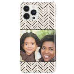 iPhone 13 Pro Max Slim Case with Cream and Black Chevron Lines design