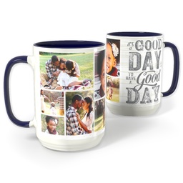 Blue Photo Mug, 15oz with A Good Day design