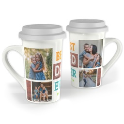 Premium Grande Photo Mug with Lid, 16oz with Best Dad Ever Collage design