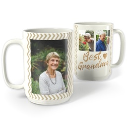 White Photo Mug, 15oz with Best Grandma Chevron design