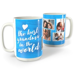 White Photo Mug, 15oz with Best Grandma Watercolor design