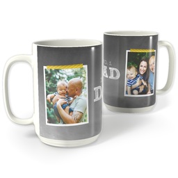 White Photo Mug, 15oz with Chalkboard Dad design