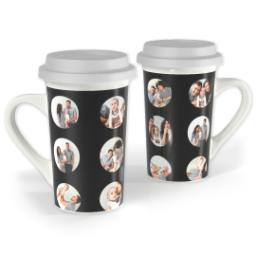 Thumbnail for Premium Grande Photo Mug with Lid, 16oz with Circle Grid (Available in Black, Gray & Red) design 1