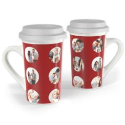 Thumbnail for Premium Grande Photo Mug with Lid, 16oz with Circle Grid (Available in Black, Gray & Red) design 3