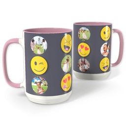 Pink Photo Mug, 15oz with Emoji Fun design