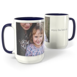 Blue Photo Mug, 15oz with Enjoy The Little Things Border design