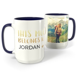 Blue Photo Mug, 15oz with Gift of Gold design