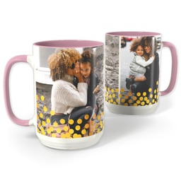 Pink Photo Mug, 15oz with Gold Confetti design