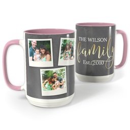 Pink Photo Mug, 15oz with Golden Family design