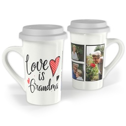 Premium Grande Photo Mug with Lid, 16oz with Grandma Hearts design