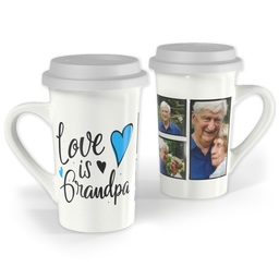 Premium Grande Photo Mug with Lid, 16oz with Grandpa Hearts design