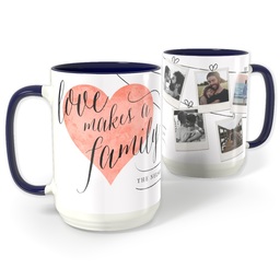 Blue Photo Mug, 15oz with Heart Of The Home Gray design