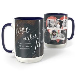 Blue Photo Mug, 15oz with Heart Of The Home Wood design