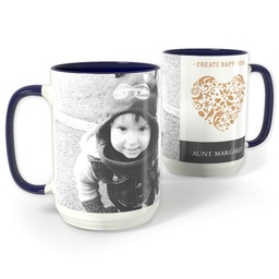 Blue Photo Mug, 15oz with Heart Wishes design