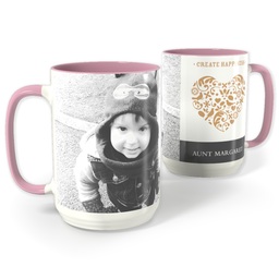 Pink Photo Mug, 15oz with Heart Wishes design