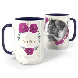 Blue Photo Mug, 15oz with Heavenly Flowers Nana design