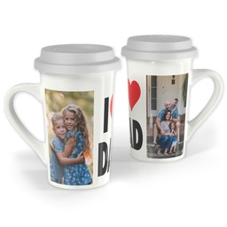 Premium Grande Photo Mug with Lid, 16oz with I Heart Dad design