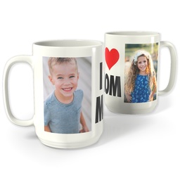 White Photo Mug, 15oz with I Heart Mom design