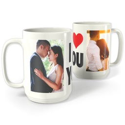 White Photo Mug, 15oz with I Heart You design