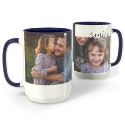 Blue Photo Mug, 15oz with Let Me See You Smile design