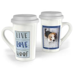 Thumbnail for Premium Grande Photo Mug with Lid, 16oz with Live Love Woof design 1