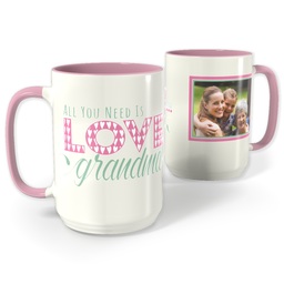 Pink Photo Mug, 15oz with Love and Grandma design