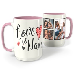 Pink Photo Mug, 15oz with Love is Nana design