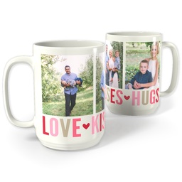 White Photo Mug, 15oz with Love Kisses Hugs design