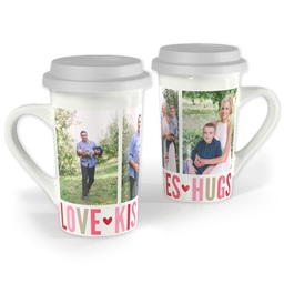 Premium Grande Photo Mug with Lid, 16oz with Love Kisses Hugs design