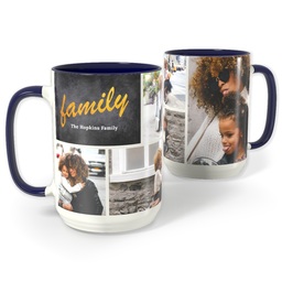 Blue Photo Mug, 15oz with Modern Chalkboard design